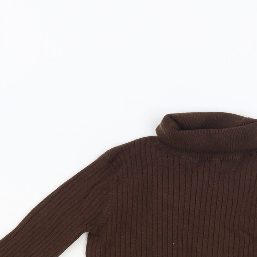 Zara Girls Brown Roll Neck Viscose Pullover Jumper Size 6-7 Years Pullover