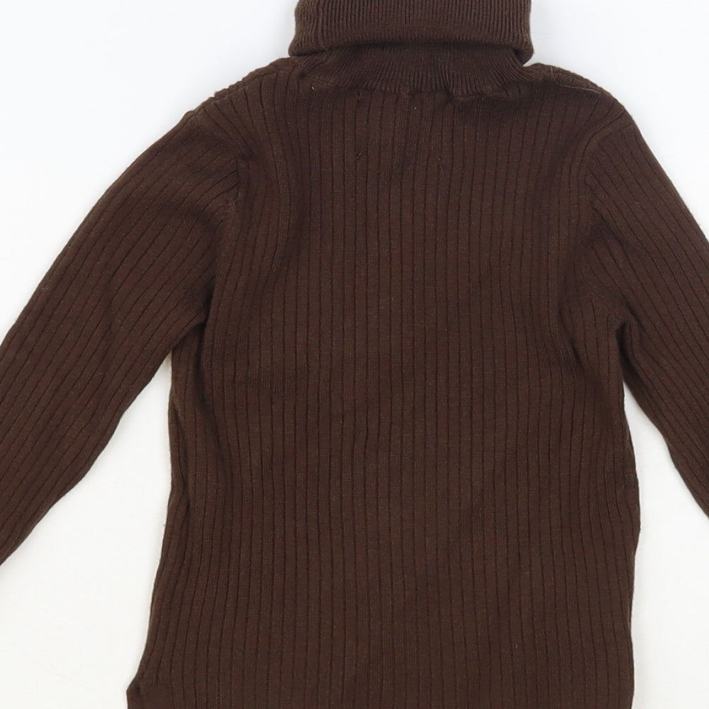 Zara Girls Brown Roll Neck Viscose Pullover Jumper Size 6-7 Years Pullover