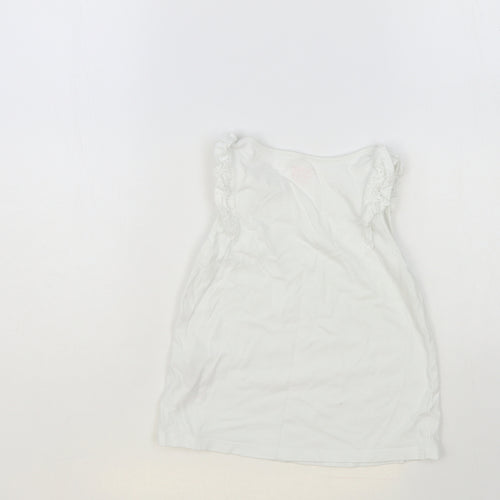 NEXT Girls White Cotton Basic Tank Size 4-5 Years Round Neck Pullover