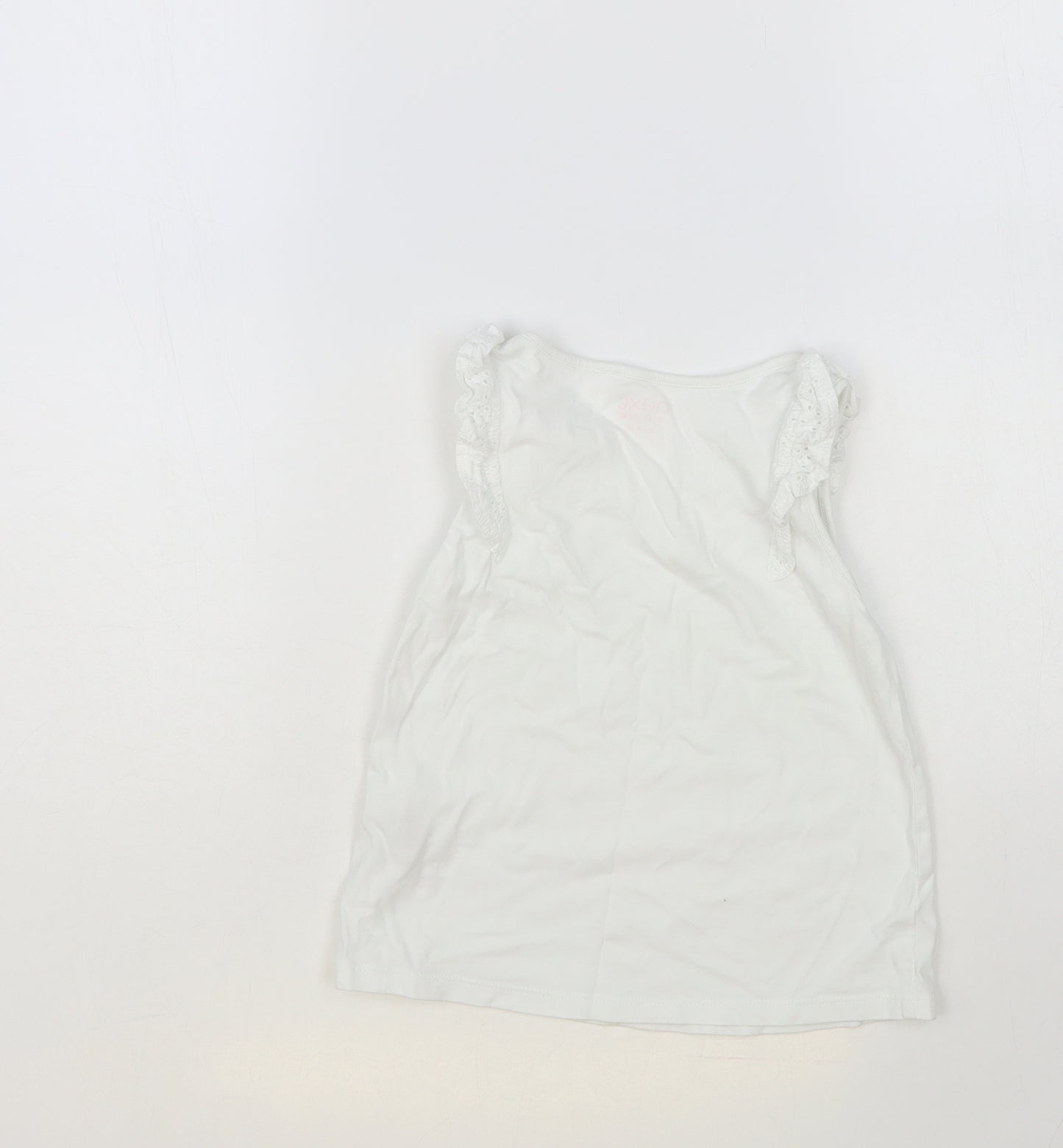 NEXT Girls White Cotton Basic Tank Size 4-5 Years Round Neck Pullover