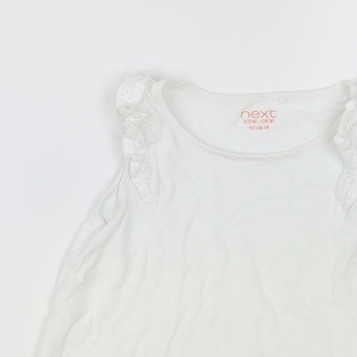 NEXT Girls White Cotton Basic Tank Size 4-5 Years Round Neck Pullover
