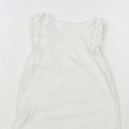 NEXT Girls White Cotton Basic Tank Size 4-5 Years Round Neck Pullover