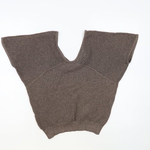 Express Womens Brown V-Neck Acrylic Pullover Jumper Size S