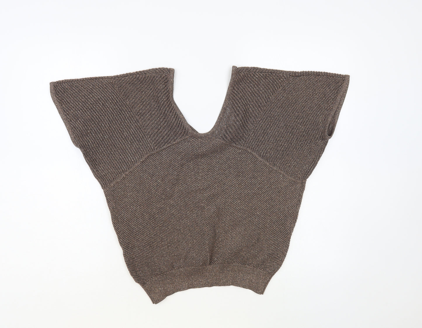 Express Womens Brown V-Neck Acrylic Pullover Jumper Size S