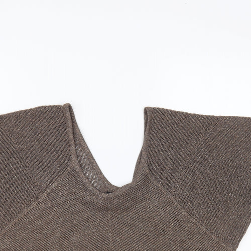 Express Womens Brown V-Neck Acrylic Pullover Jumper Size S