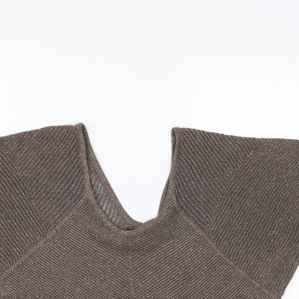 Express Womens Brown V-Neck Acrylic Pullover Jumper Size S