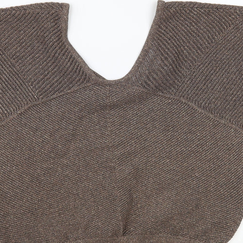 Express Womens Brown V-Neck Acrylic Pullover Jumper Size S