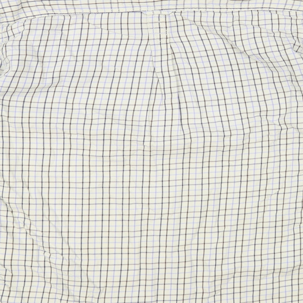 Red Herring Mens Ivory Plaid Cotton Button-Up Size M Collared Button - Elbow Patches