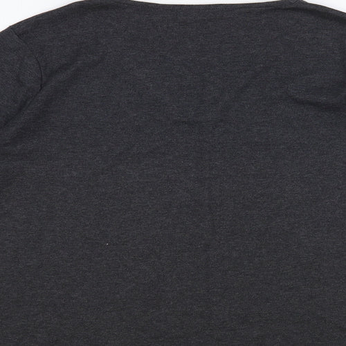 Punt Roma Womens Grey Cotton Basic T-Shirt Size L V-Neck - Embelished Neckline
