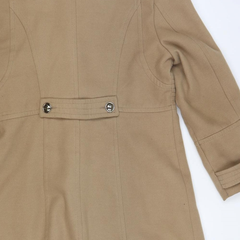 Wallis Womens Beige Overcoat Coat Size 14 Button