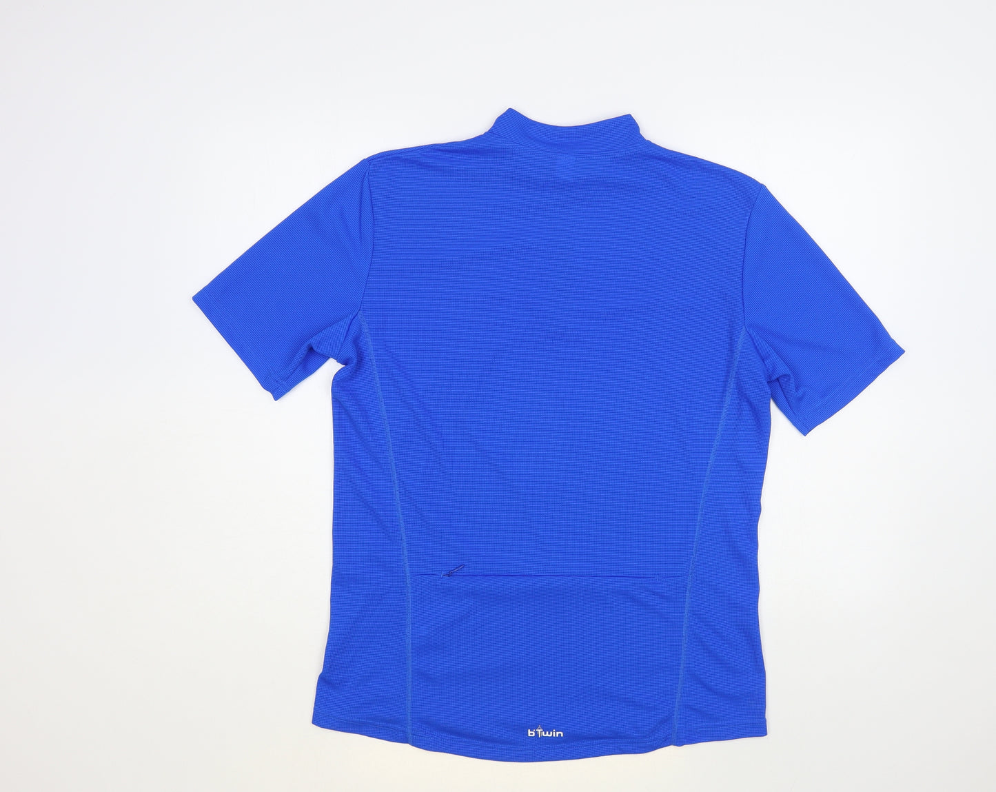 DECATHLON Mens Blue Polyester Pullover T-Shirt Size L Mock Neck Zip