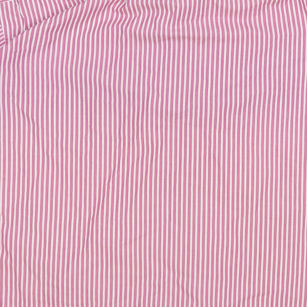 Eterna Mens Pink Striped Cotton Dress Shirt Size 17 Collared Button