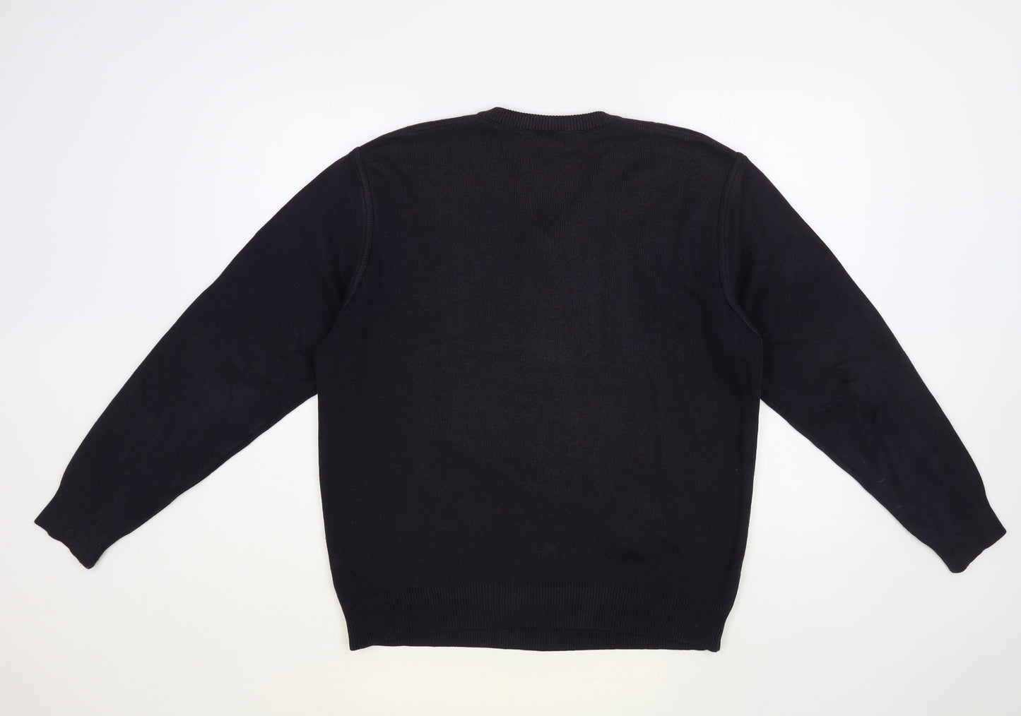 Prestige Collection Mens Blue V-Neck Geometric Acrylic Pullover Jumper Size L