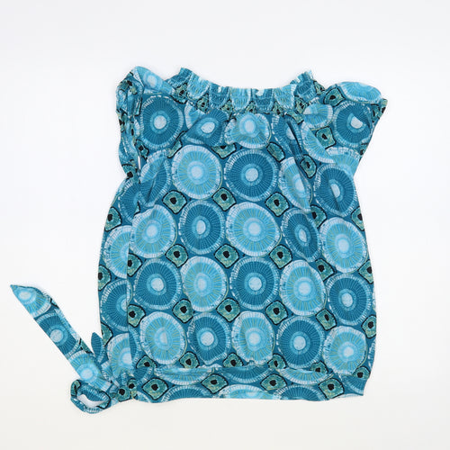 I-N-C Womens Blue Geometric Polyester Basic Blouse Size M Off the Shoulder