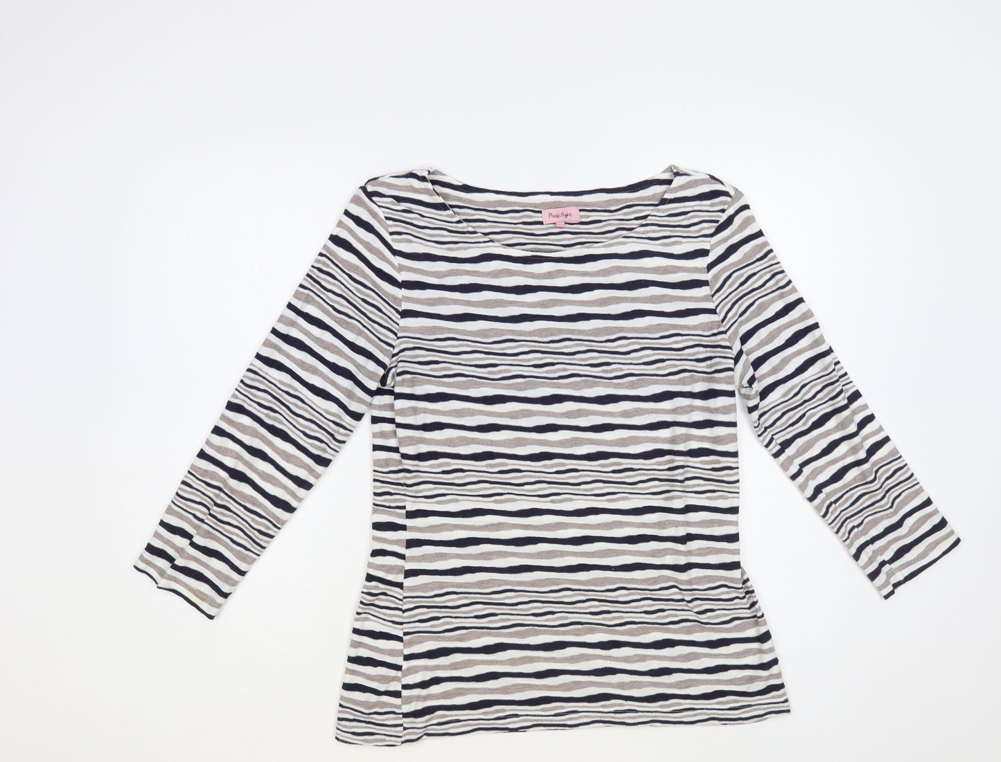 Phase Eight Womens Multicoloured Striped Viscose Basic Blouse Size 12 Boat Neck