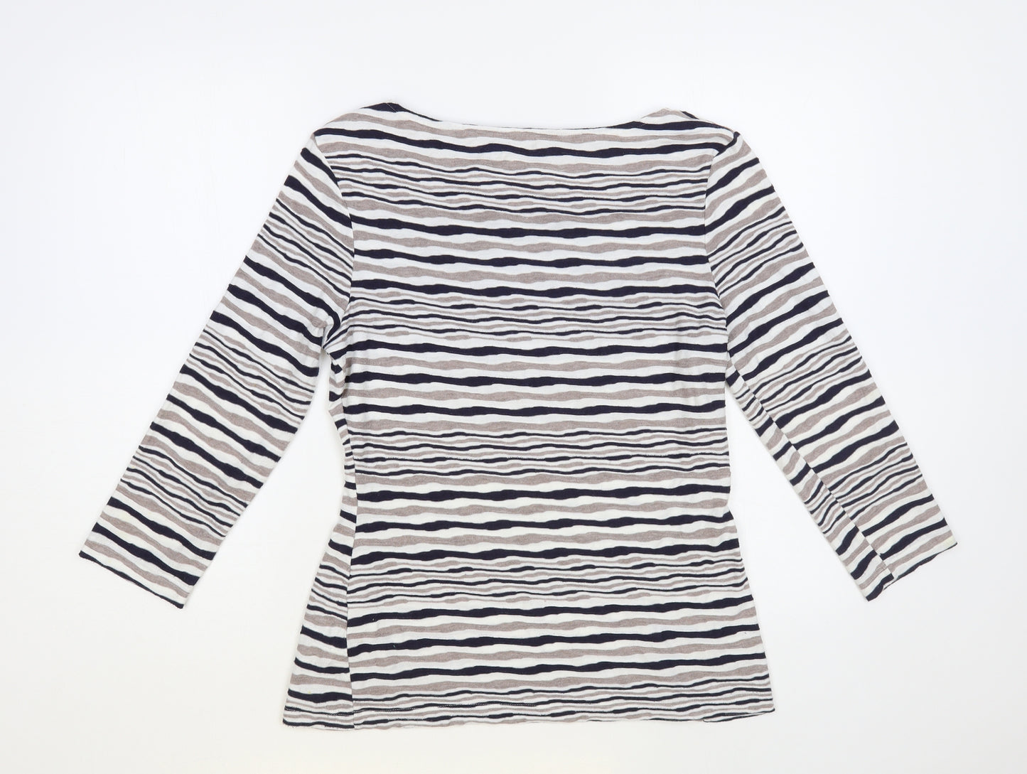 Phase Eight Womens Multicoloured Striped Viscose Basic Blouse Size 12 Boat Neck