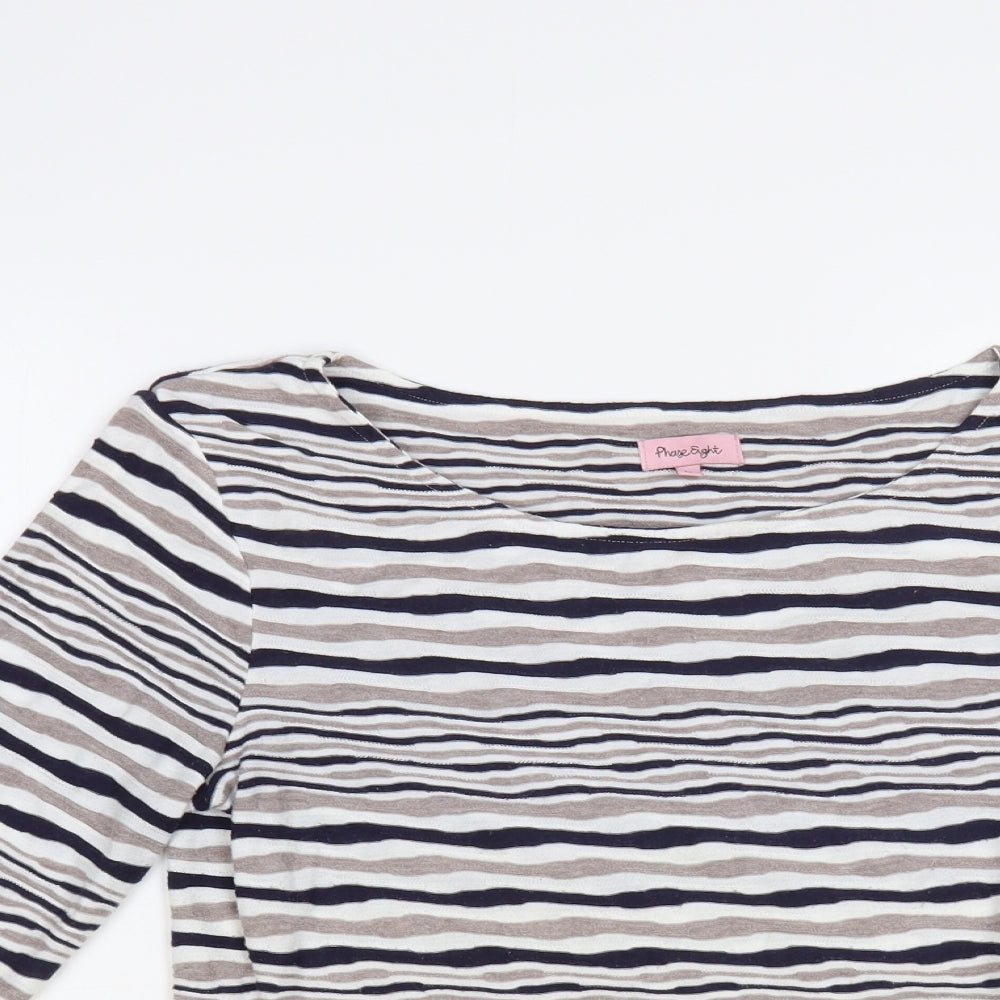 Phase Eight Womens Multicoloured Striped Viscose Basic Blouse Size 12 Boat Neck