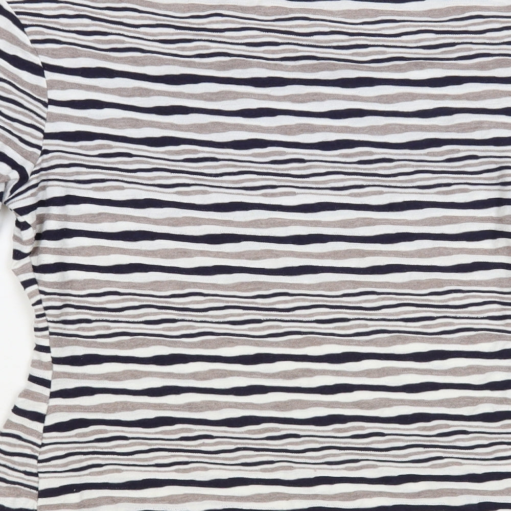 Phase Eight Womens Multicoloured Striped Viscose Basic Blouse Size 12 Boat Neck