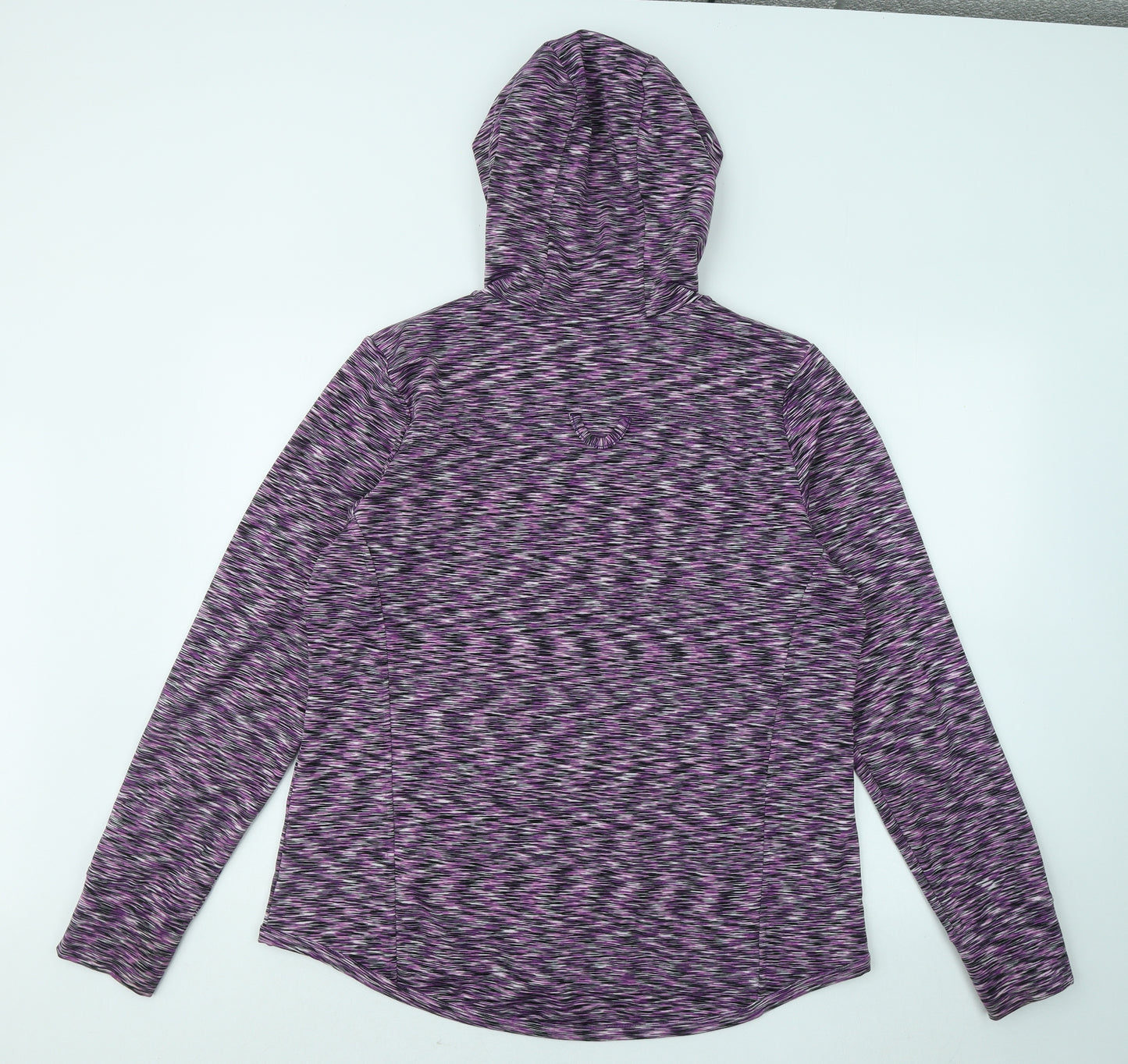 Souluxe Womens Purple Geometric Polyester Full Zip Hoodie Size L Zip