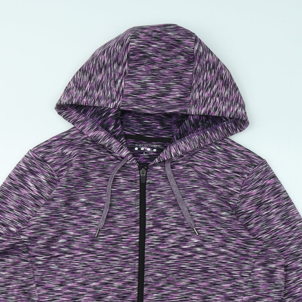 Souluxe Womens Purple Geometric Polyester Full Zip Hoodie Size L Zip
