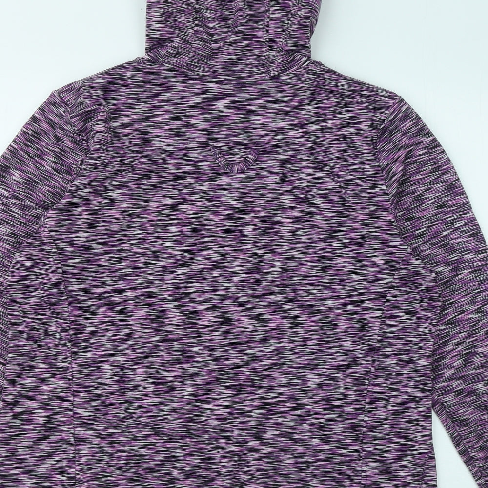 Souluxe Womens Purple Geometric Polyester Full Zip Hoodie Size L Zip