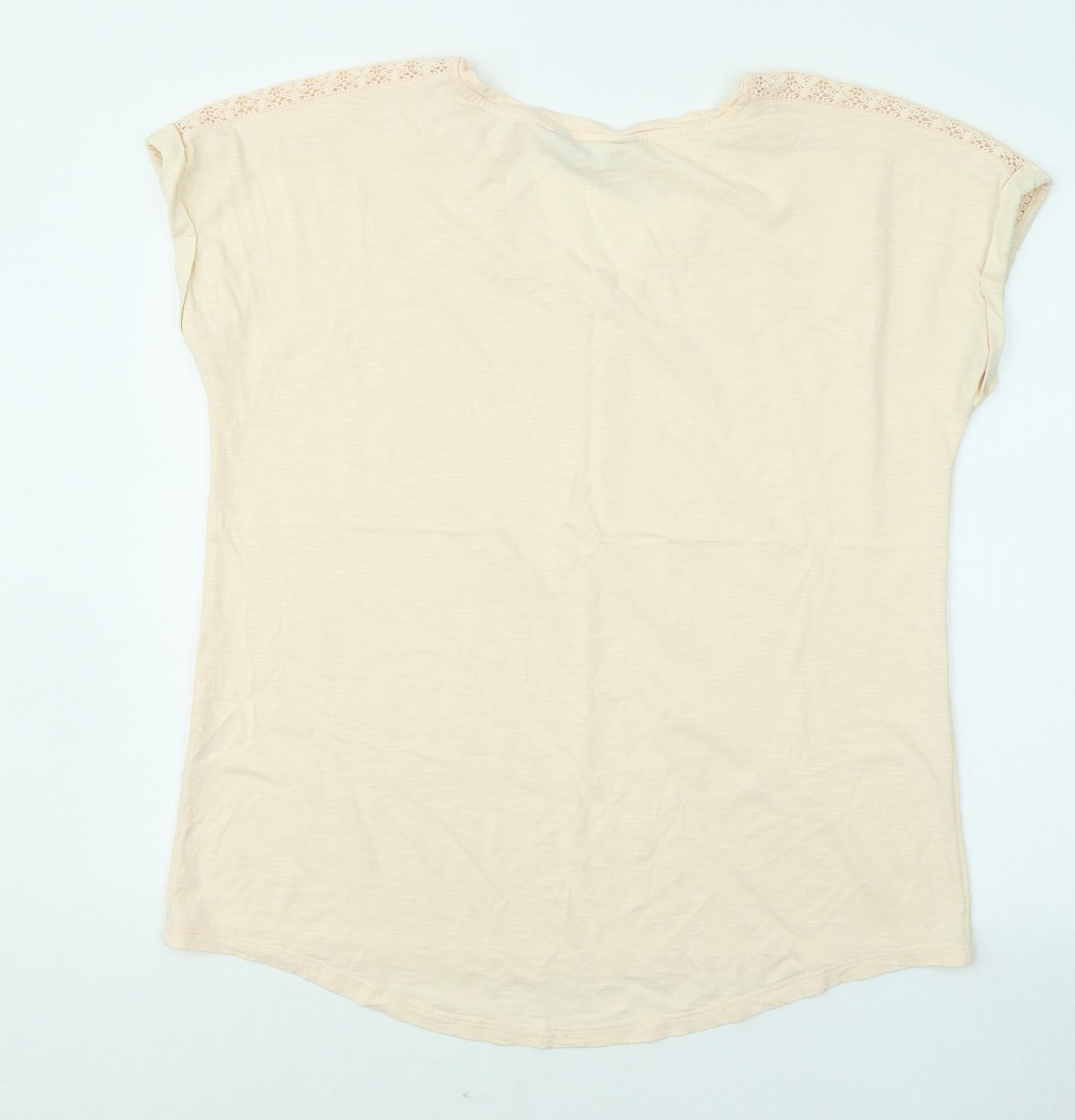 F&F Womens Beige Acrylic Basic T-Shirt Size 18 V-Neck