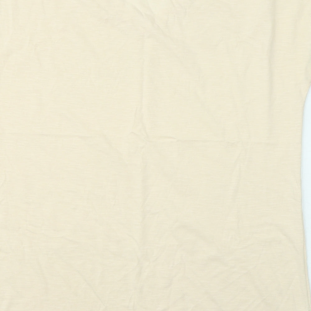 F&F Womens Beige Acrylic Basic T-Shirt Size 18 V-Neck