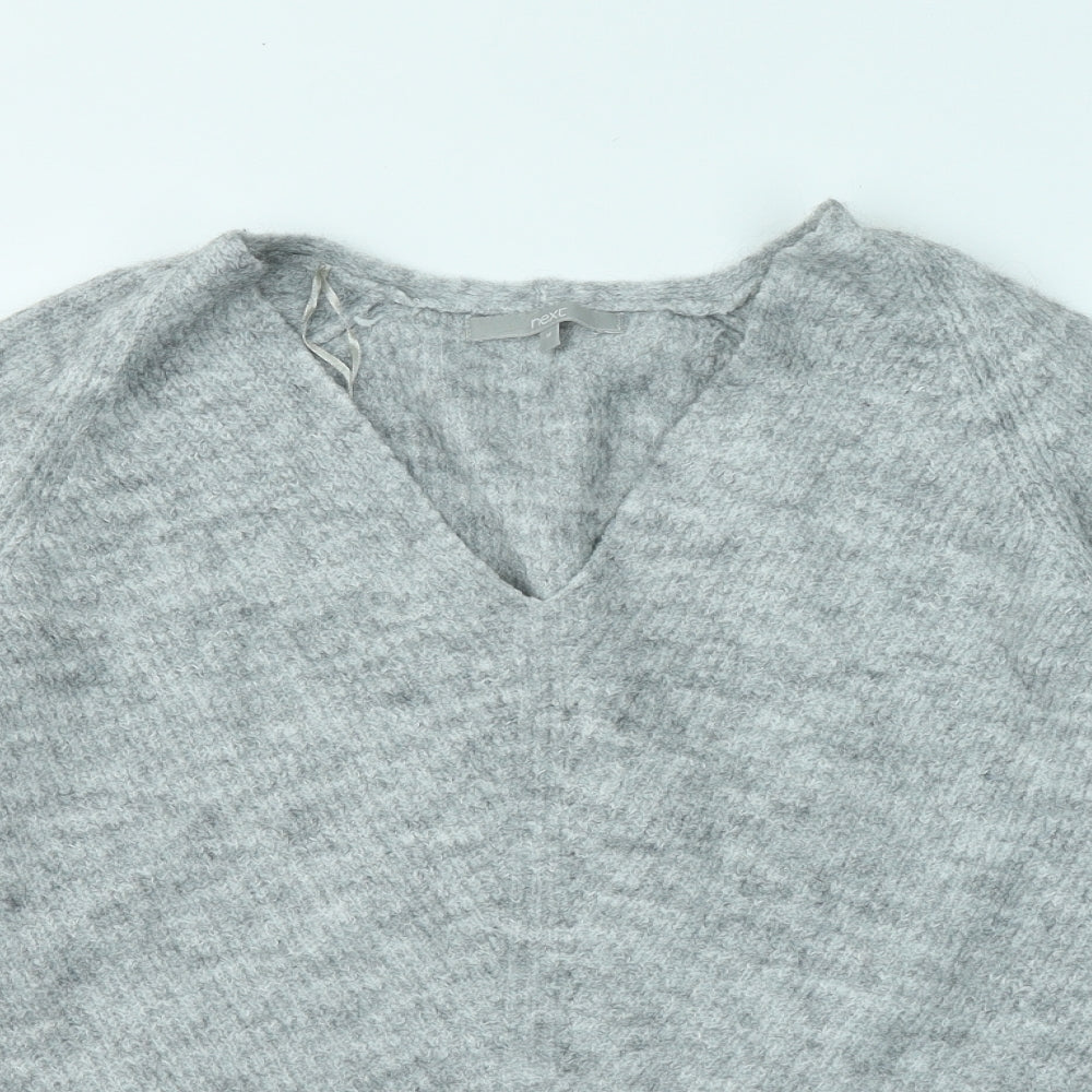 NEXT Womens Grey V-Neck Acrylic Pullover Jumper Size M