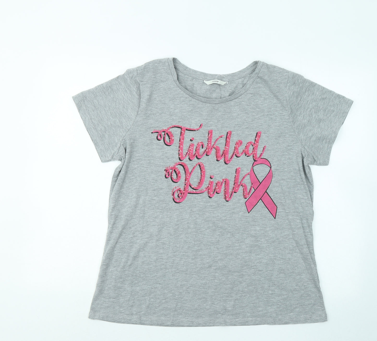 George Womens Grey Polyester Basic T-Shirt Size 18 Round Neck - Tickled Pink