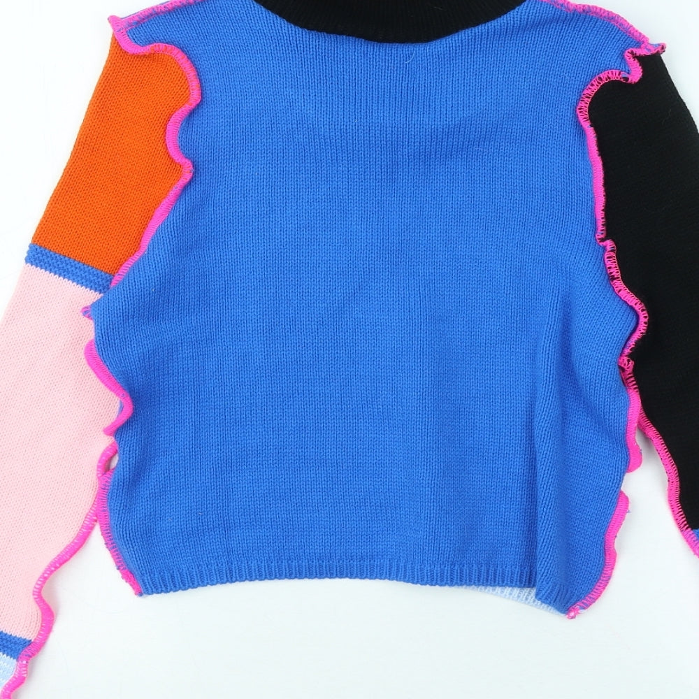ASOS Womens Multicoloured Collared Geometric Acrylic Cardigan Jumper Size 6 - Colourblock