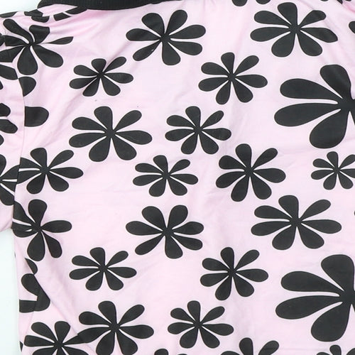 SheIn Womens Pink Geometric Polyester Basic Polo Size XS Collared