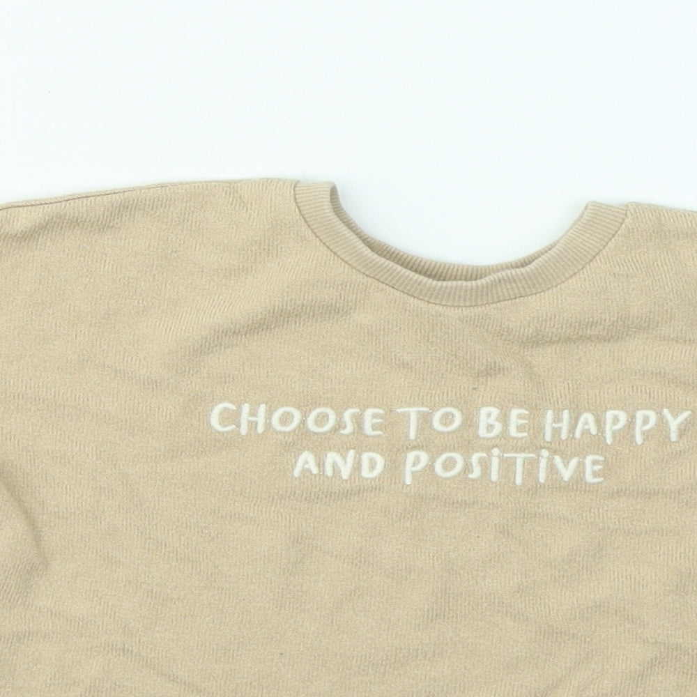 George Boys Brown Viscose Basic T-Shirt Size 3-4 Years Round Neck - Slogan