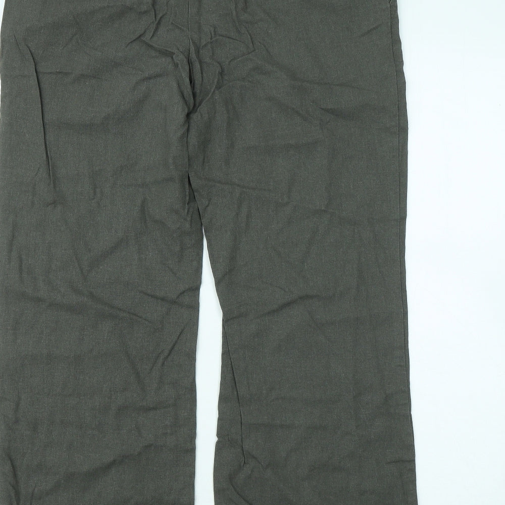 Marks and Spencer Womens Green Linen Trousers Size 14 L24 in Regular Zip
