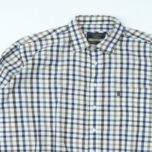 Champion Mens Multicoloured Plaid Cotton Button-Up Size L Collared Hook & Eye