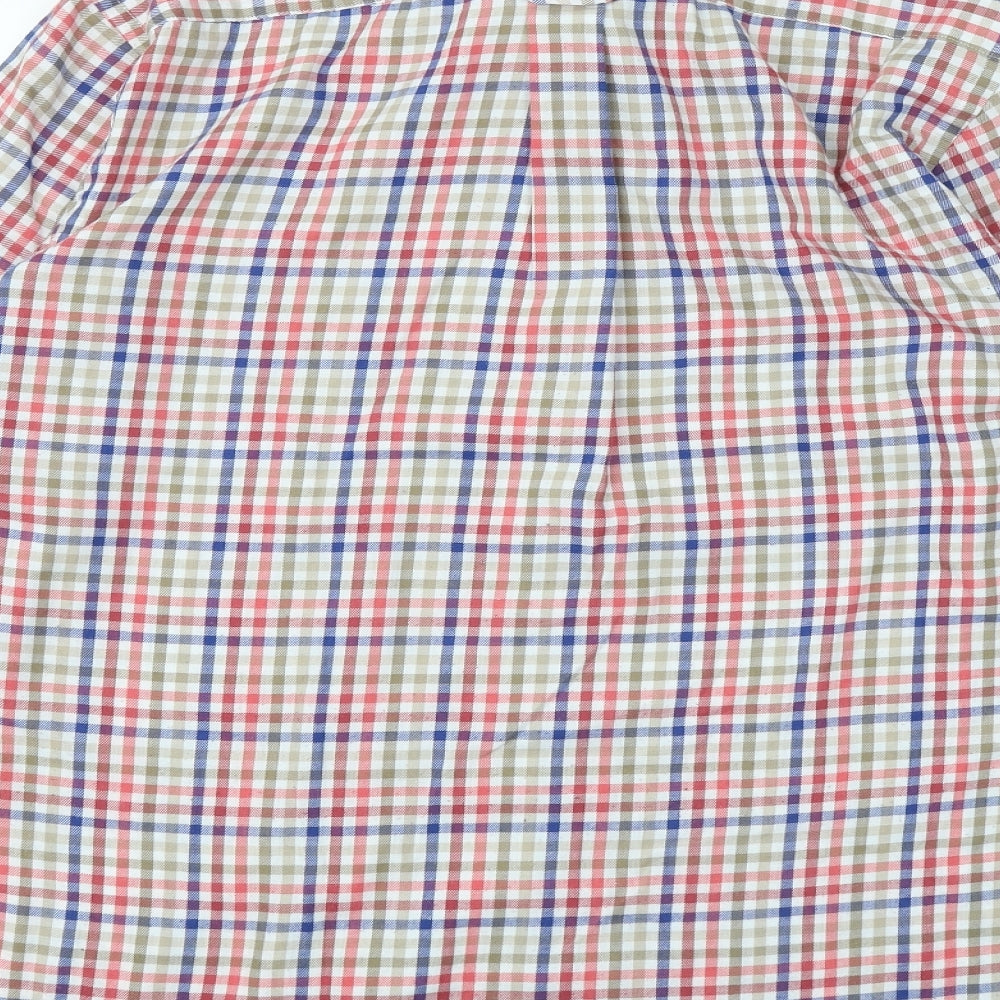 James Pringle Mens Multicoloured Plaid Polyester Button-Up Size M Collared Button