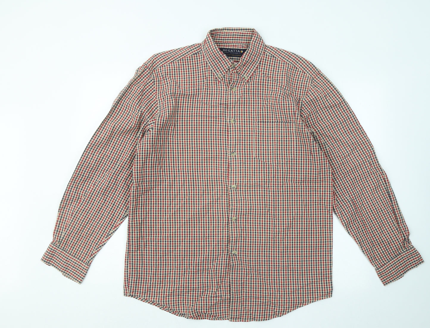 Regatta Mens Multicoloured Plaid Cotton Button-Up Size M Collared Button