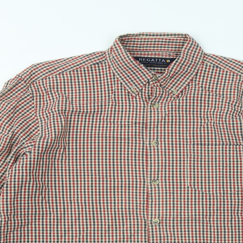 Regatta Mens Multicoloured Plaid Cotton Button-Up Size M Collared Button