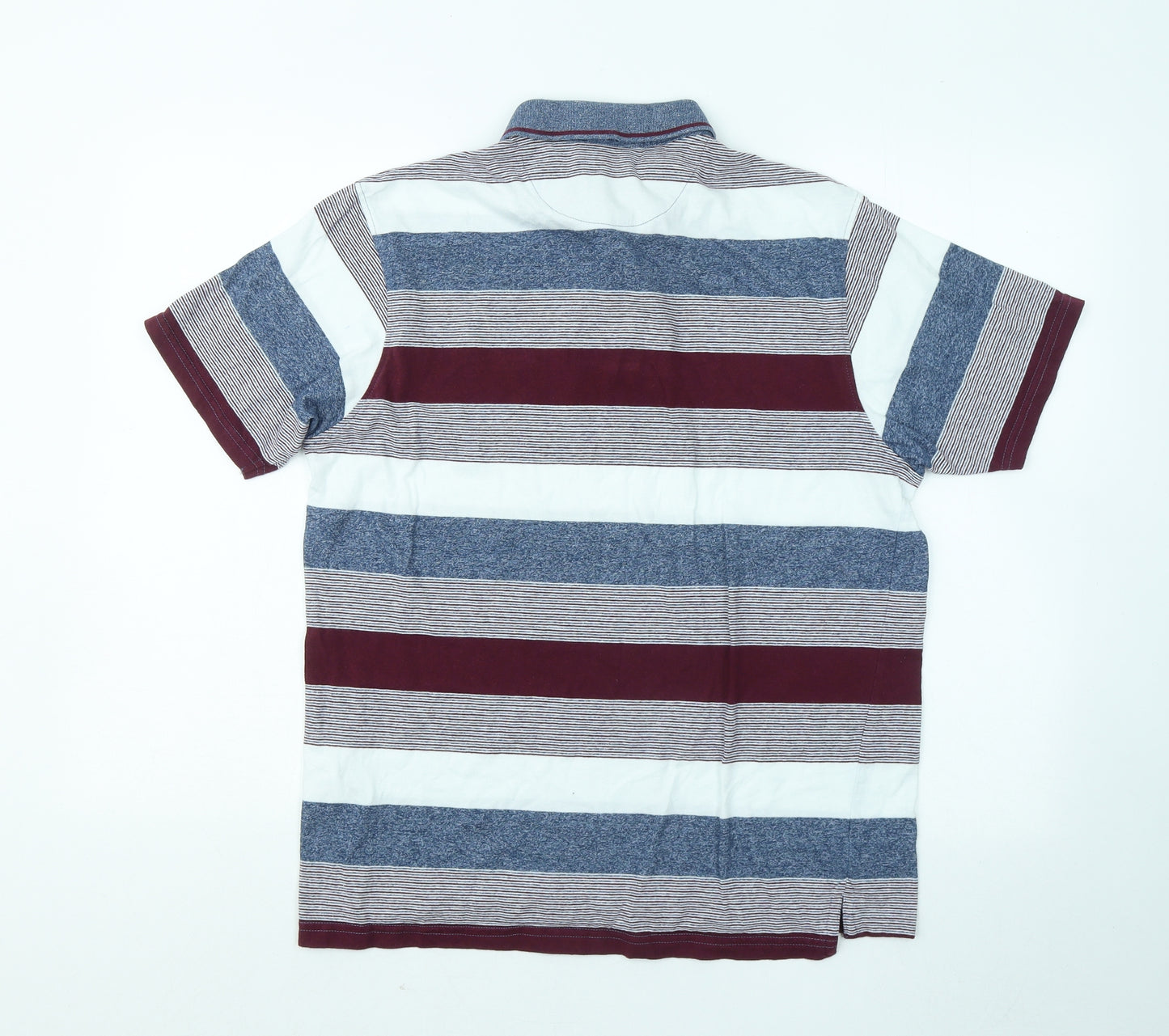 Pierre Cardin Mens Multicoloured Striped Cotton Polo Size M Collared Button