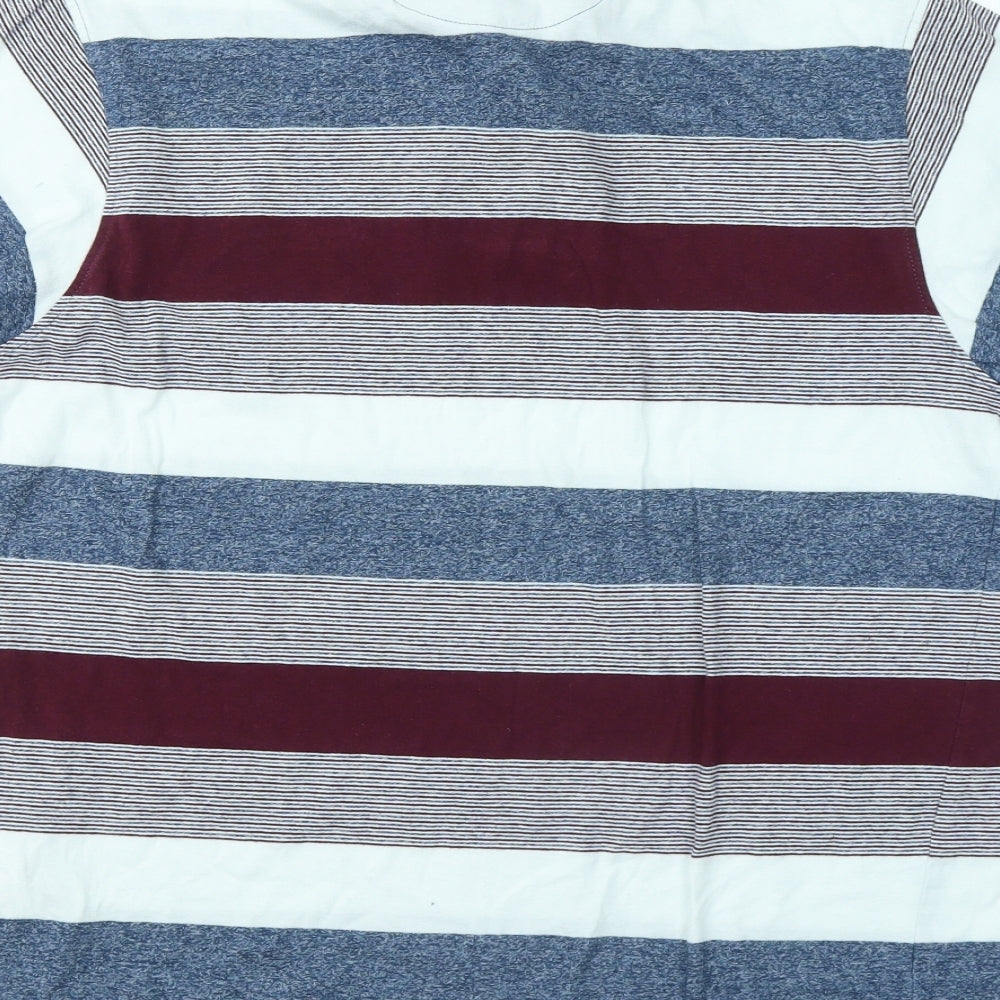 Pierre Cardin Mens Multicoloured Striped Cotton Polo Size M Collared Button