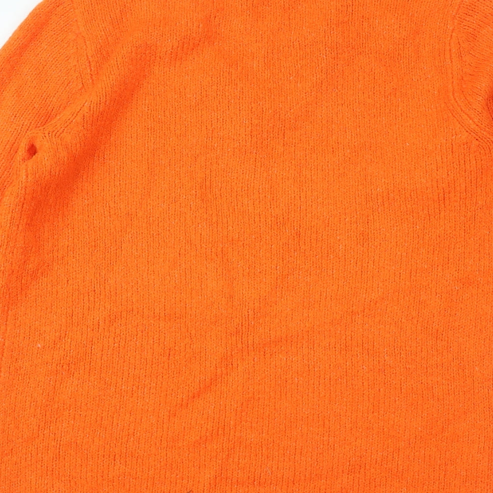 TU Womens Orange V-Neck Acrylic Pullover Jumper Size 16