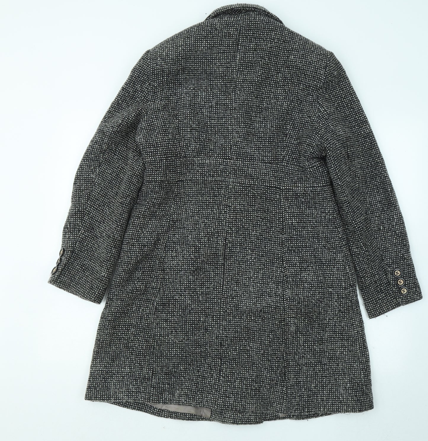 Debenhams Womens Black Overcoat Jacket Size 10 Hook & Eye