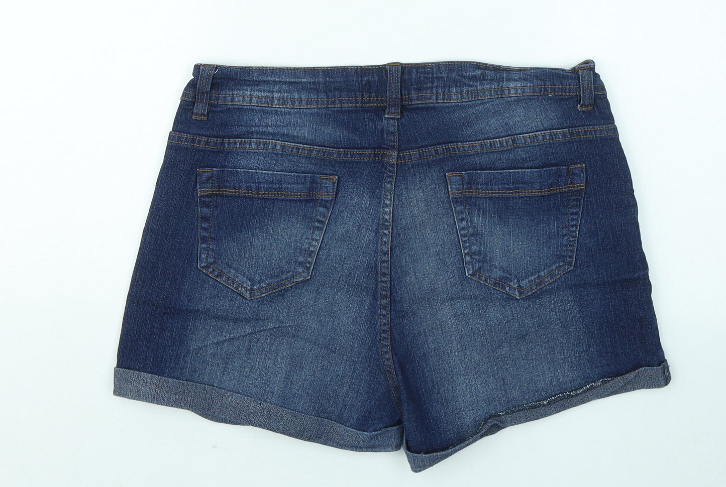 Peacocks Womens Blue Cotton Hot Pants Shorts Size 12 Regular Zip