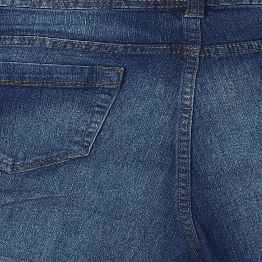 Peacocks Womens Blue Cotton Hot Pants Shorts Size 12 Regular Zip