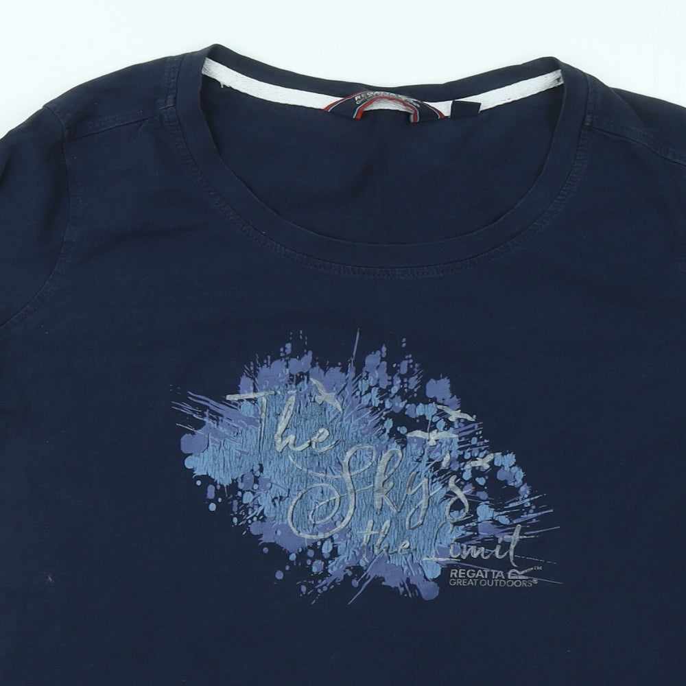 Regatta Womens Blue Cotton Basic T-Shirt Size 10 Round Neck - The Sky's The Limit