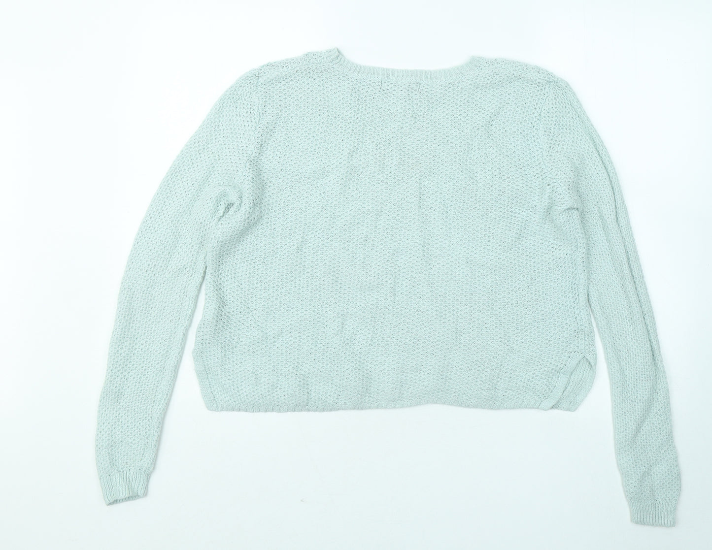 Marks and Spencer Womens Green Round Neck Acrylic Pullover Jumper Size 14 - Flowers