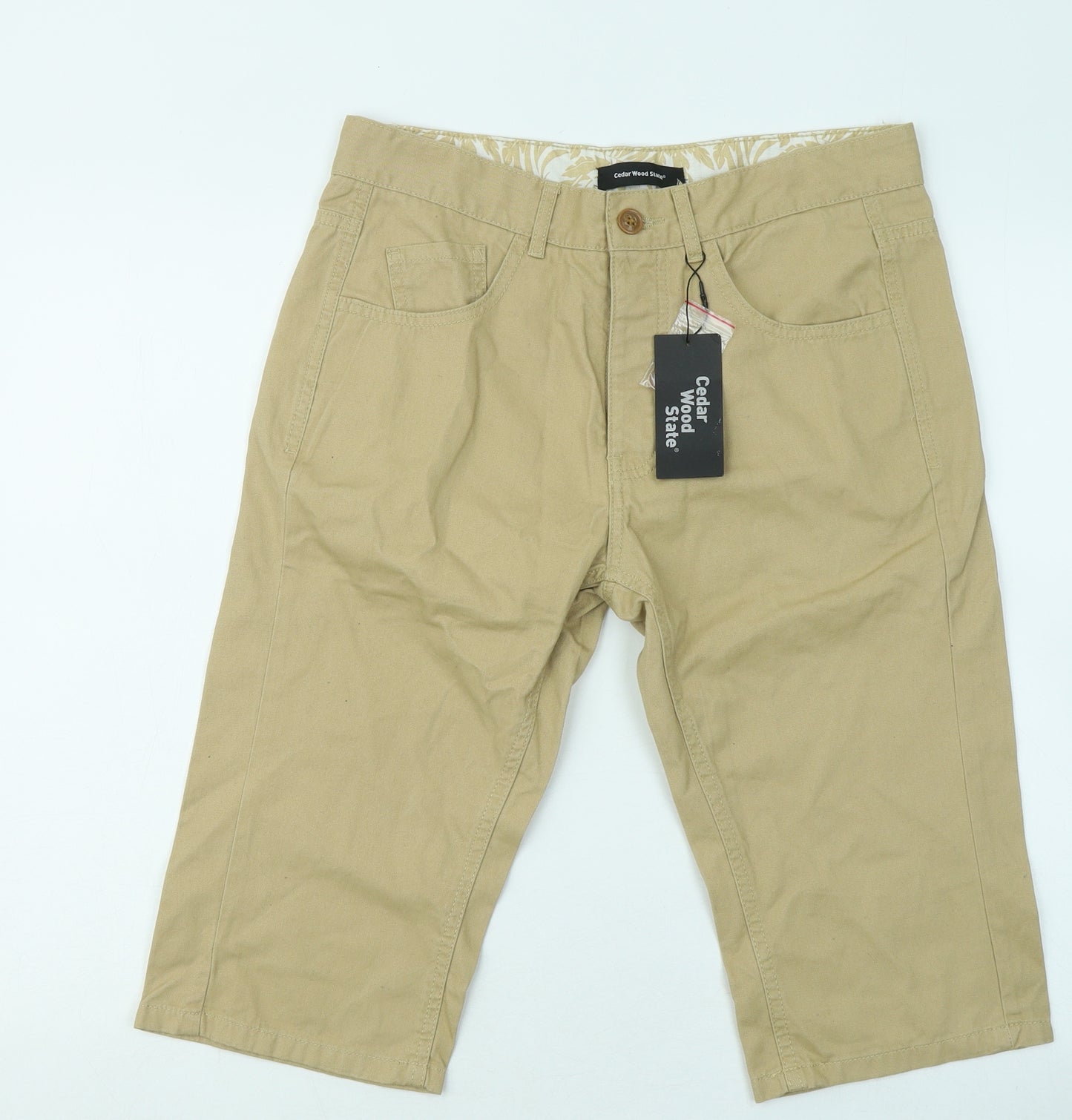 Cedar Wood State Mens Brown Cotton Chino Shorts Size 30 in Regular Button