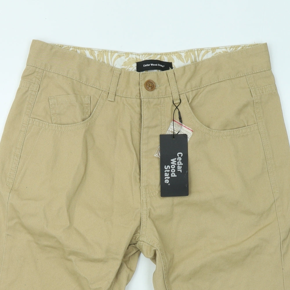 Cedar Wood State Mens Brown Cotton Chino Shorts Size 30 in Regular Button