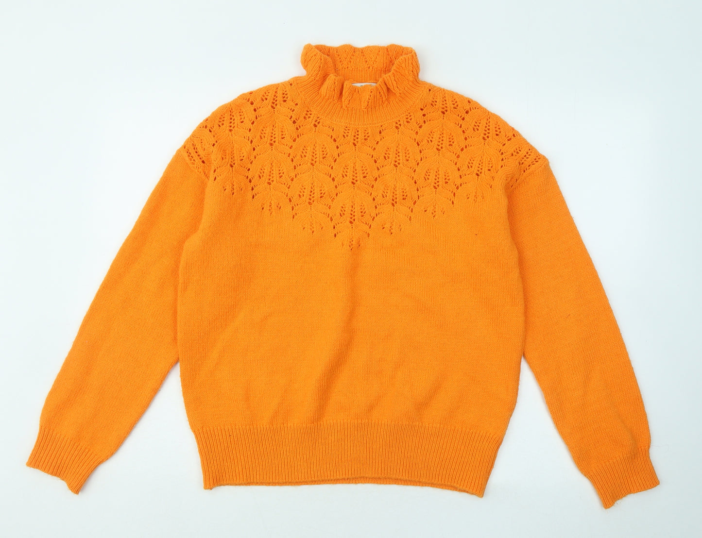 NEXT Womens Orange Mock Neck Acrylic Pullover Jumper Size M