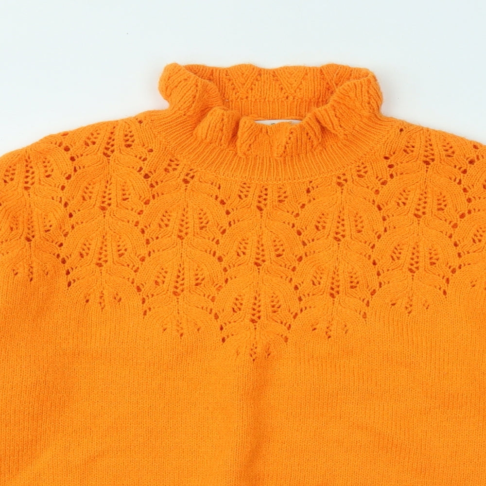NEXT Womens Orange Mock Neck Acrylic Pullover Jumper Size M