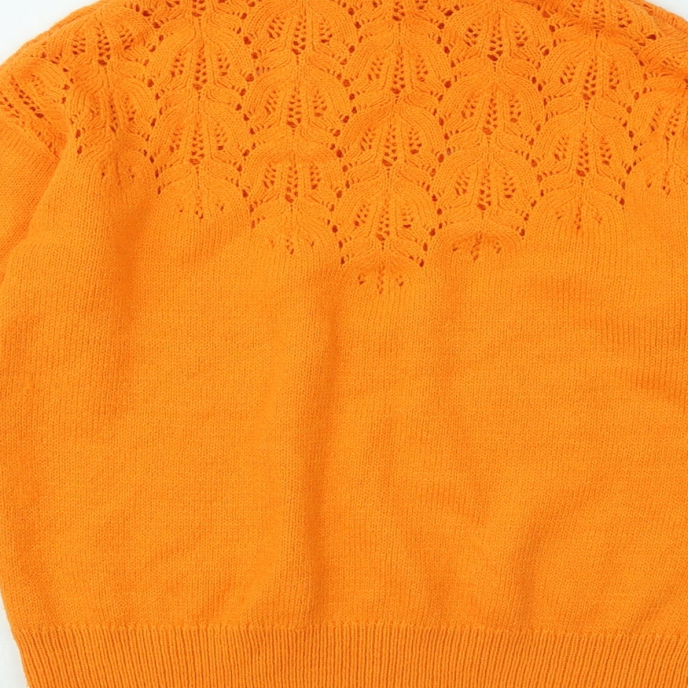 NEXT Womens Orange Mock Neck Acrylic Pullover Jumper Size M